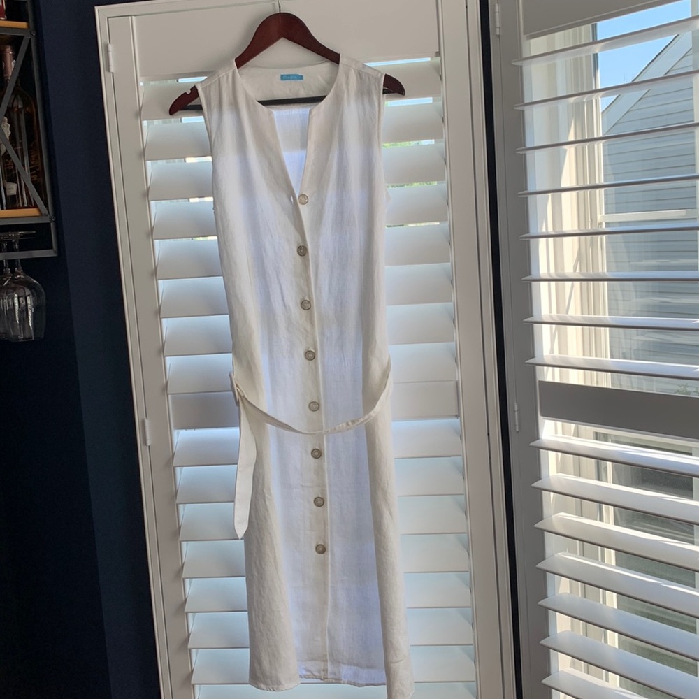 J. McLaughlin White belted linen dress
